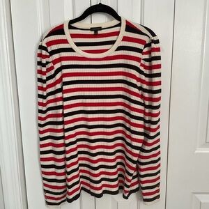Talbots Cream, Red, and Navy Striped Sweater XL. NEW
